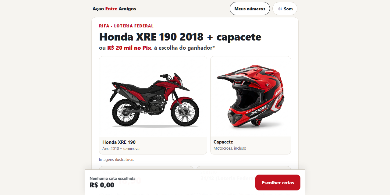 Ação Entre Amigos — Rifa da XRE 190